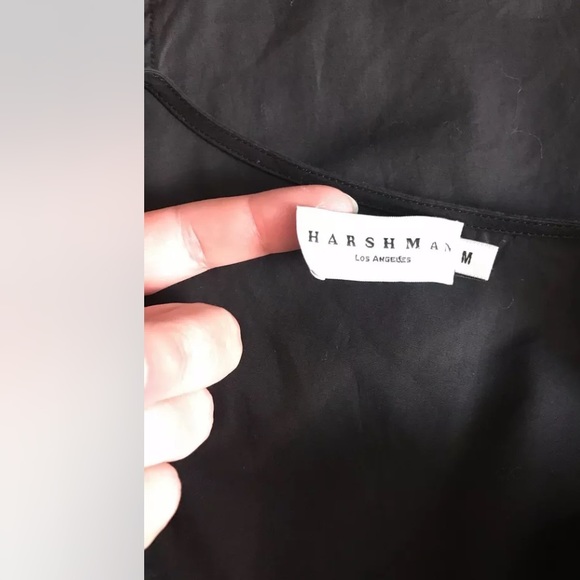 HARSHMAN Anthropologie Farah Popover Blouse Shirt Top Black Asymmetrical VNeck - Picture 10 of 13